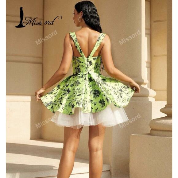 Miss Ord Fit Flare dress chartreuse Lime Black Floral Good Witch Rockabilly XL - Picture 3 of 16